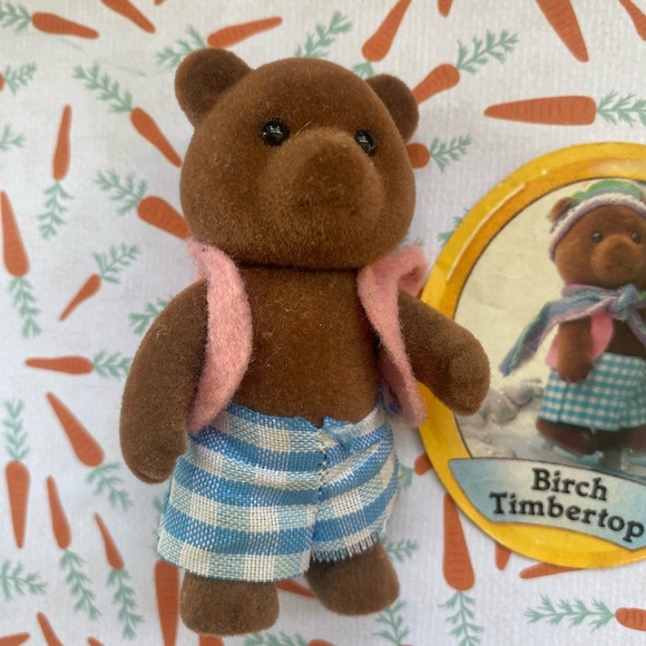 CALICO CRITTERS SYLVANIAN FAMILIES Vintage Timbertop Birch Bear with sticker - Picture 4 of 4